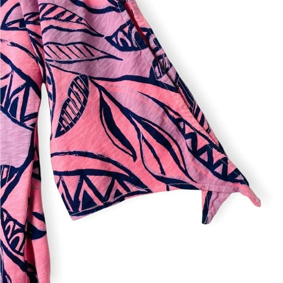 Fresh Produce Pink & Purple Leaves 3/4 Sleeve Loose Top - Picture 4 of 7